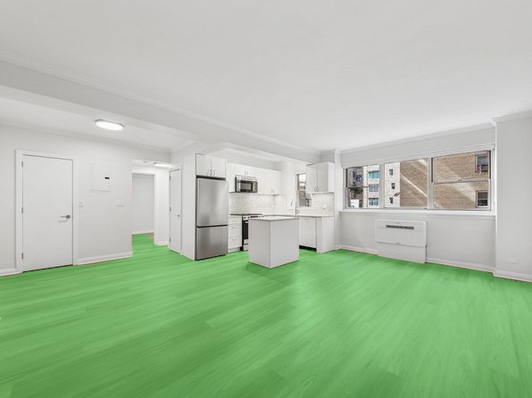Listing photo with the floor highlighted by semantic segmentation